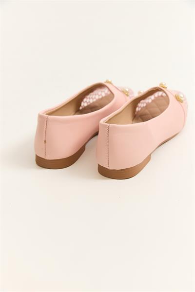 Taşlı Kadın Babet Ayakkabı Pembe