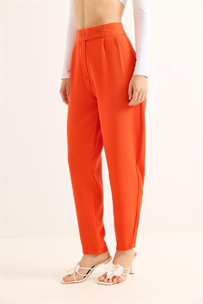 Havuç Model Çift Düğmeli Palazzo Pantolon Turuncu