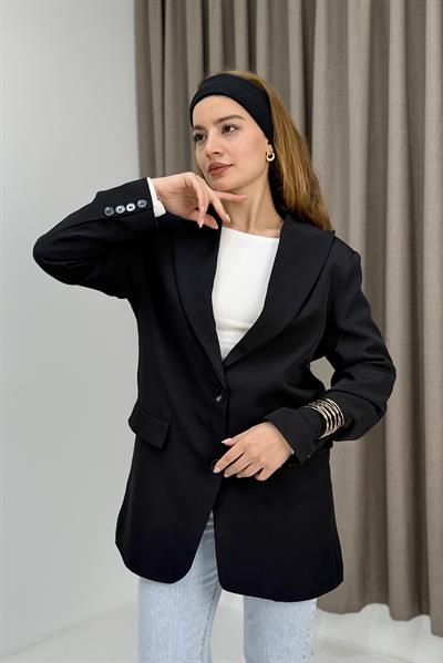 Kadın Oversize Kumaş Blazer Ceket Siyah