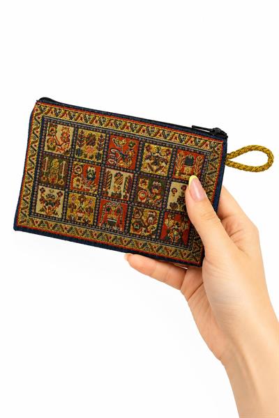 Etnik Desen Simli Hediyelik Cüzdan Kiremit