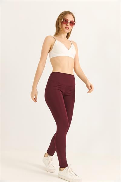 Slim fit yüksek bel toparlayıcı Oysho Tayt Bordo