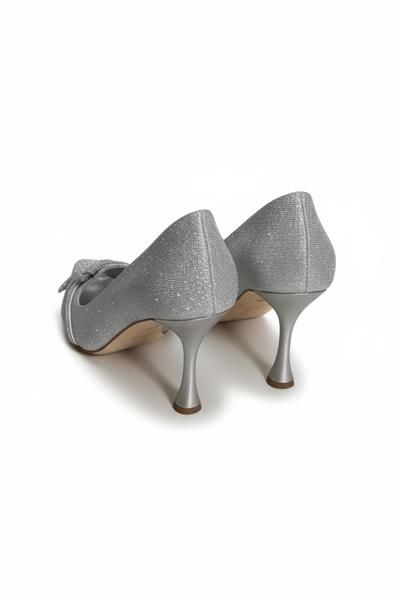 Kadın Simli Parlak Stiletto Ayakkabı Gümüş