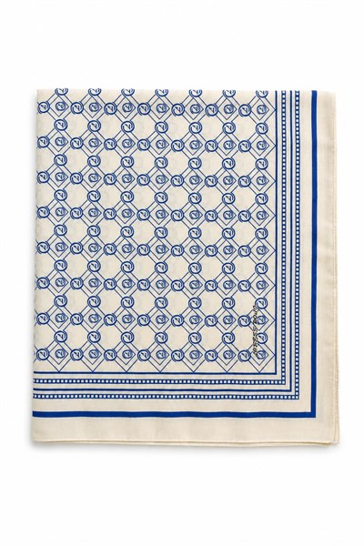Kadın Monogram Desenli 180X70 Ölçülü Şal Beyaz