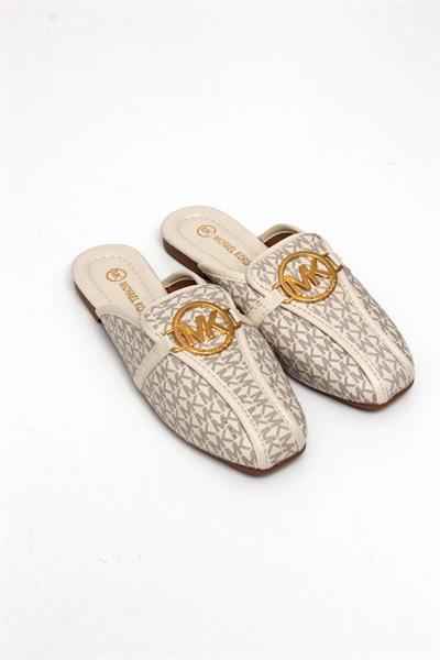 MK Aksesuarlı Şık Kadın Terlik Bej