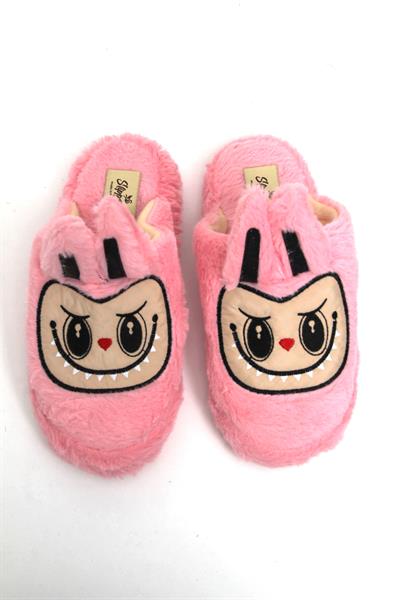 Figürlü Peluş Ev Terliği Pembe