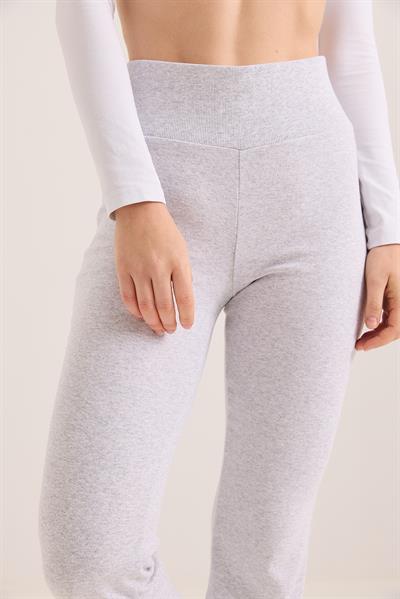 Yüksek Bel İspanyol Paça Fitilli Pantolon Gri