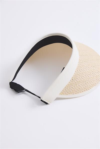 Kadın Hasır Vizör Şapka Bej