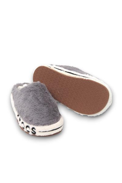 Kadın  İçi Yünlü Önü Kapalı Gri Ev Terliği