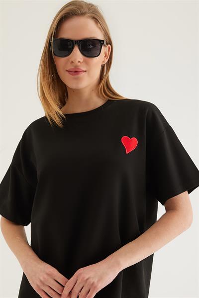 Bisiklet Yaka  Kısa Kol Basic Tshirt Siyah