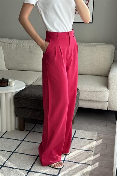 Yüksek Bel Bol Paça Pantalon Nar