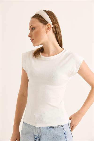 Sıfır Kol Soft Touch Esnek Viskon Bluz Beyaz