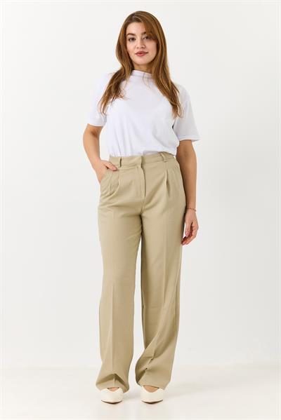 Kadın Rahat Kesim Yüksek Bel Pantolon Taş