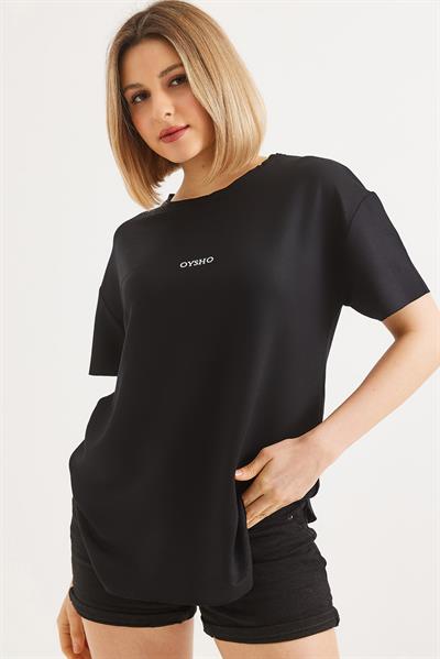 Bisiklet Yaka  Oysho Basic Tshirt Siyah