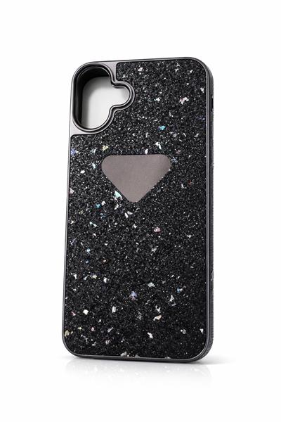 İphone 16 Plus Uyumlu   Parlak Taşlı Premium Kılıf Bej