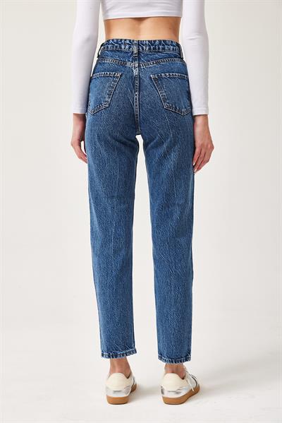 Yüksek Bel Mavi Esnek Kot Pantolon Lacivert