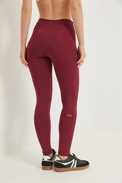 Yüksek Bel Toparlayıcı Alo Baskılı Tayt Bordo