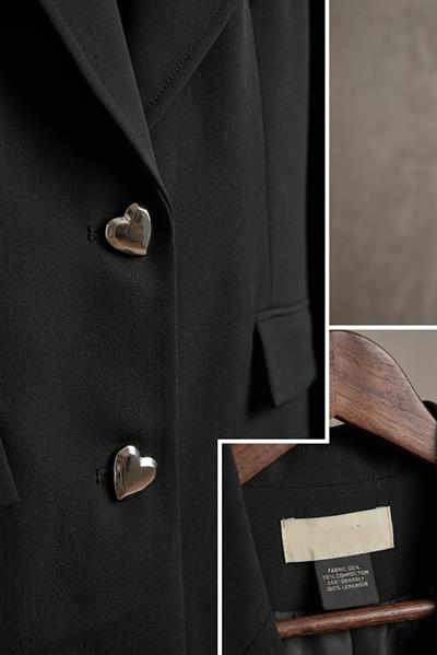 Kadın Kruvaze Yaka Düğme Detaylı Blazer Ceket
