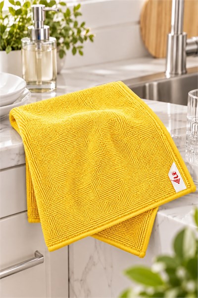 39X39cm Ölçülü Mikrofiber Temizlik Bezi Sarı