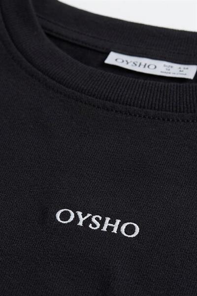Kadın Eteği Oval Kesim Oversize Uzun Kolu Tshirt Siyah