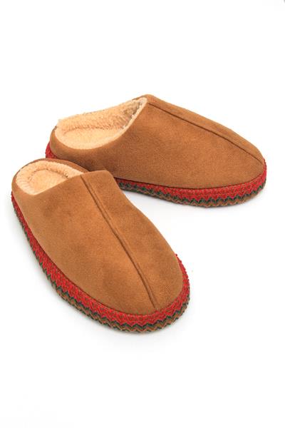 Nakışlı İçi Tüylü Kadın Ev Terliği Taba