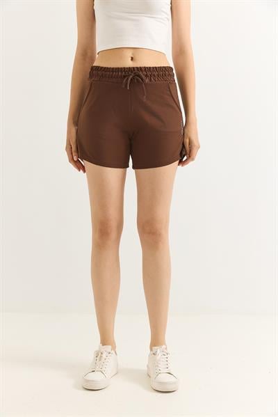 Oysho Baskılı Beli Lastikli Şort Kahverengi