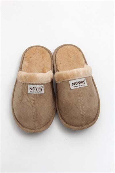 İçi Yünlü Önü Kapalı Ev Terliği Vizon