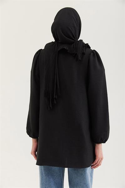 Bebe Yaka Gömlek Tunik Siyah