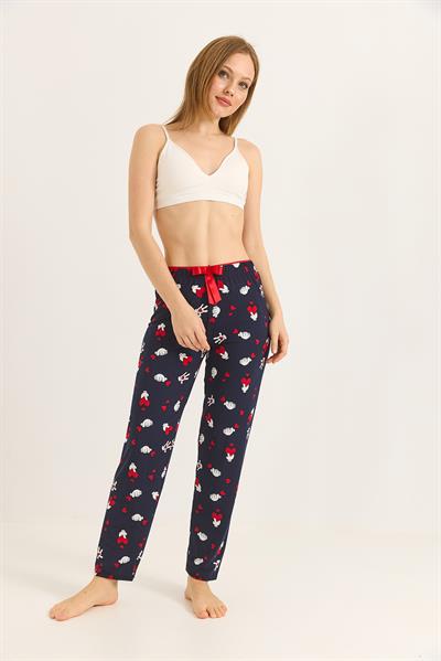 Beli Lastikli Lacivert Pijama Altı