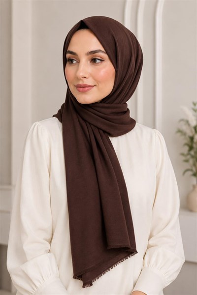 Kadın 180X65 Ölçülü Penye Şal Kestane