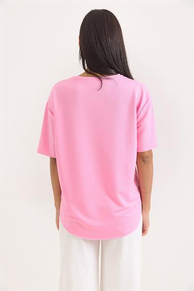 Bisiklet Yaka  Oysho Basic Tshirt Pembe