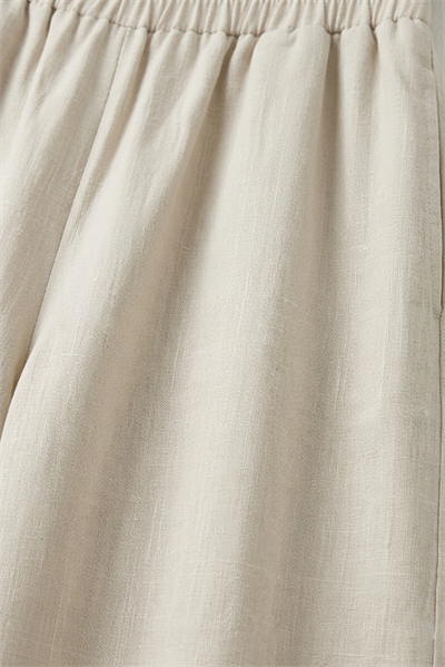 Kadın Beli Kalın Lastikli Bol Kesim Kumaş Pantolon  Krem