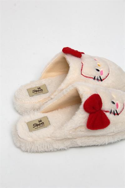 Hello Kitty Figürlü Kadın Ev Terliği Ekru