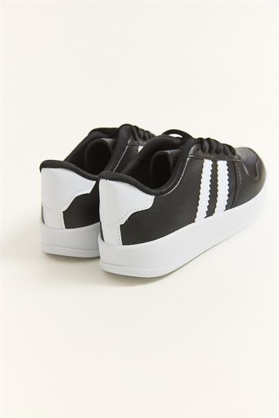 Çift Şerit Bağcıklı Spor Ayakkabı Siyah