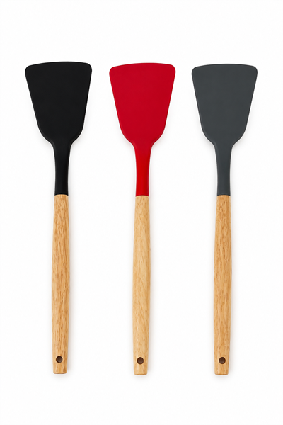 Ahşap Sap Plastik Uçlu Spatula 