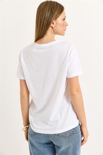Çiçek Baskılı Pamuk Örme Tshirt