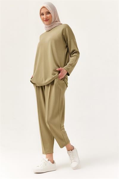 Rahat Kesim Bisiklet Yaka İkili Takım Haki