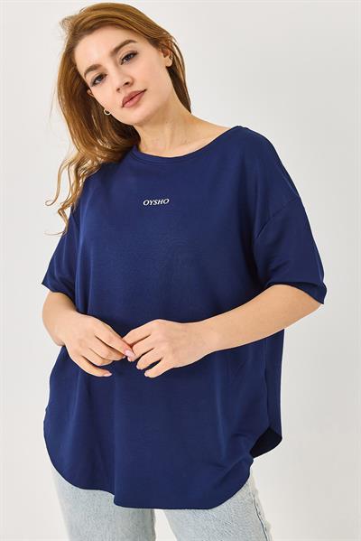 Bisiklet Yaka  Oysho Basic Tshirt Lacivert