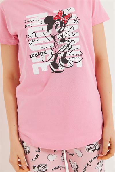 Baskılı Kısa Kol Pijama Takım Pembe