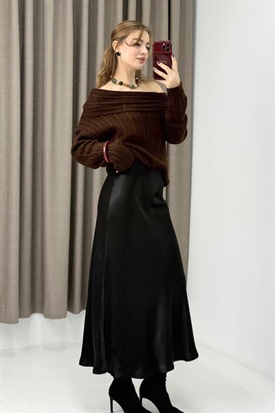 Beli Lastikli  Saten Etek Siyah