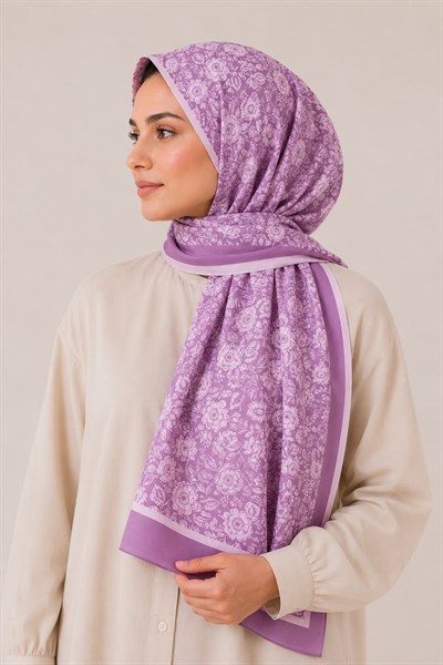 Kadın Çiçek Desenli 180X70 Ölçülü Şal Pembe