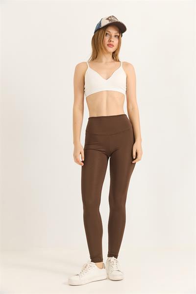 Slim fit yüksek bel toparlayıcı Oysho Tayt Kahverengi