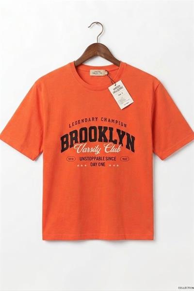 Kadın Bisiklet Yaka Kısa Kollu Tshirt Turuncu