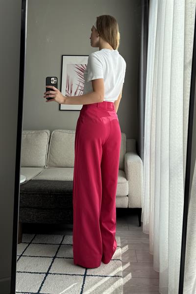 Yüksek Bel Bol Paça Pantalon Nar