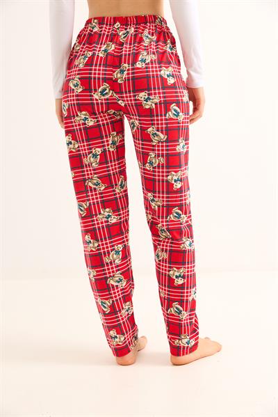 Beli Lastikli  Baskılı Pijama Altı Kırmızı