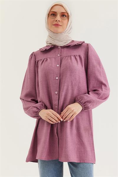 Bebe Yaka Gömlek Tunik Gül Kurusu