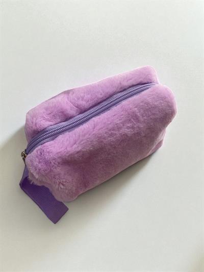 Kadın Peluş Makyaj Çantası Lila 
