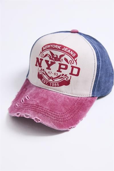 Kot Yıkamalı Baskılı Şapka Gül Kurusu