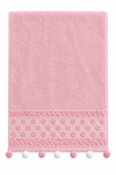 Ponpon Detaylı Pamuklu El/Yüz Havlusu Pembe