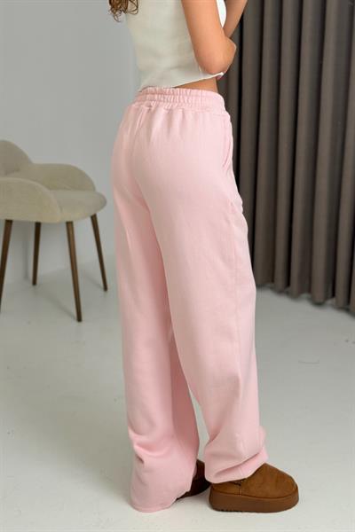 Büyük Beden Kadın Paçası Ayarlanabilir Lastikli Eşofman Altı Pembe