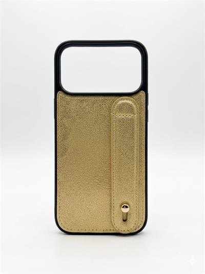  17 promax  Charmlı ve Harfli Deri Kılıf Gold